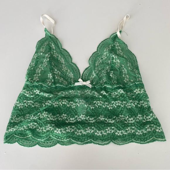 EBERJEY Green Lace Bralette Size Small-Medium - Picture 2 of 4